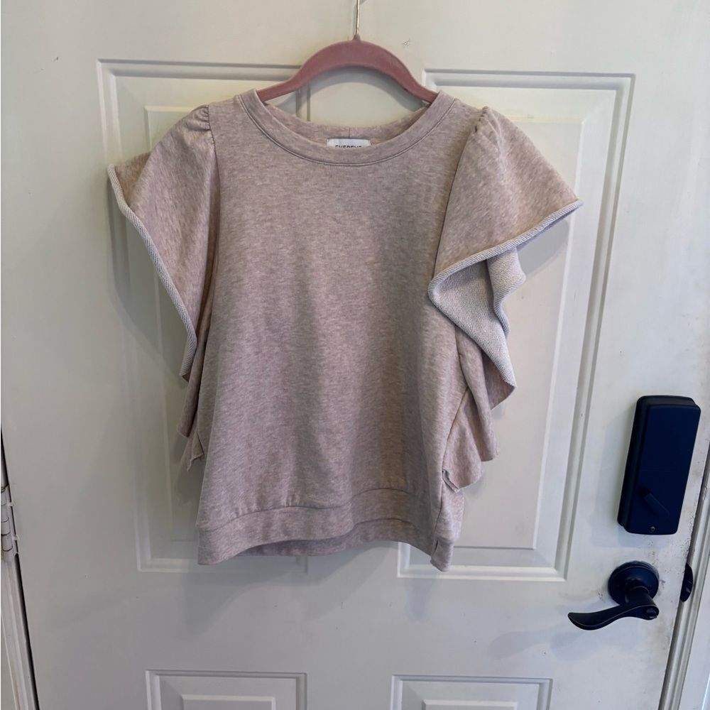 Evereve Tan Ruffle Sleeve Blouse - Picture 2 of 4